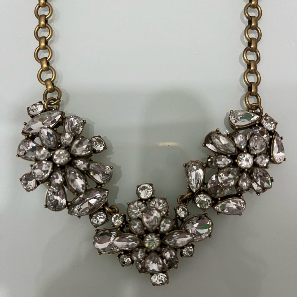 J.Crew Silver Cluster Gemstone Statement Necklace - image 2